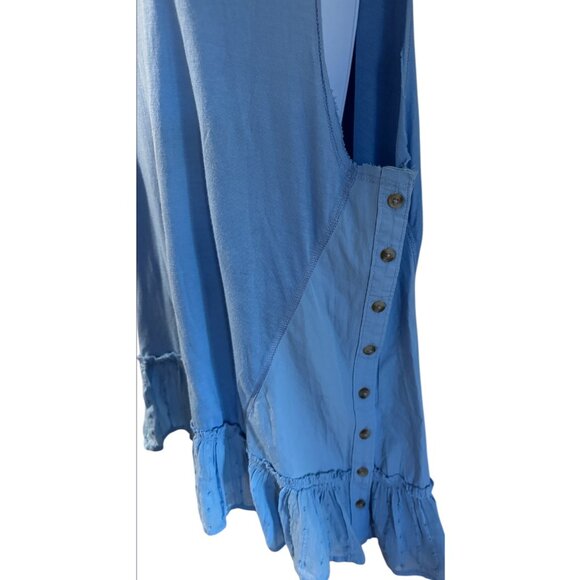 Pilcro Blue Sleeveless Tunic Top Ruffle Hem Button Detail Casual Comfy Women XL‎ - Picture 2 of 5
